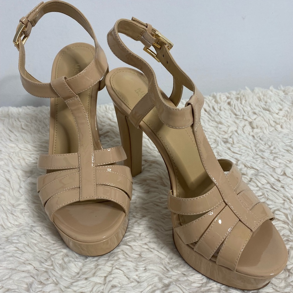 Michael Kors Nude Platform Strappy Heeled Sandals